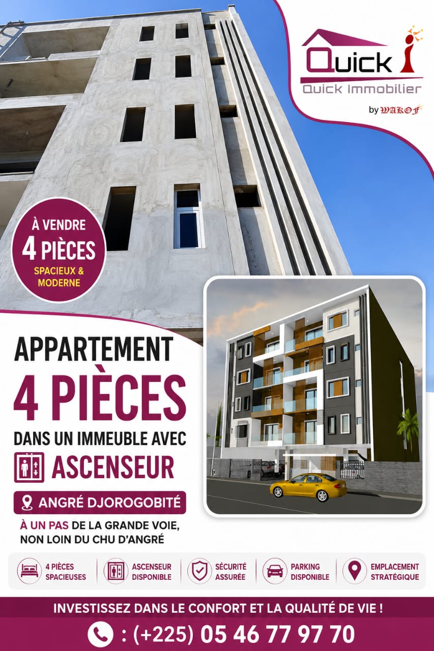 APPARTEMENT AVEC ASCENSEUR ANGRÉ CHU